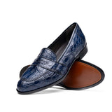 11-119-NVY TUSCANY Crocodile Penny Loafer, Navy - Zelli Italia - Flyclothing LLC