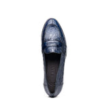 11-119-NVY TUSCANY Crocodile Penny Loafer, Navy - Zelli Italia - Flyclothing LLC