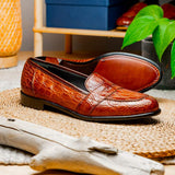 11-119-CGN TUSCANY Crocodile Penny Loafer, Cognac - Zelli Italia - Flyclothing LLC