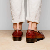 11-119-CGN TUSCANY Crocodile Penny Loafer, Cognac - Zelli Italia - Flyclothing LLC