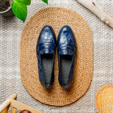 11-119-NVY TUSCANY Crocodile Penny Loafer, Navy - Zelli Italia - Flyclothing LLC