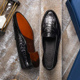 11-119-BKM (BLK) TUSCANY Crocodile Penny Loafer, Black - Zelli Italia - Flyclothing LLC