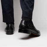 11-119-BKM (BLK) TUSCANY Crocodile Penny Loafer, Black - Zelli Italia - Flyclothing LLC