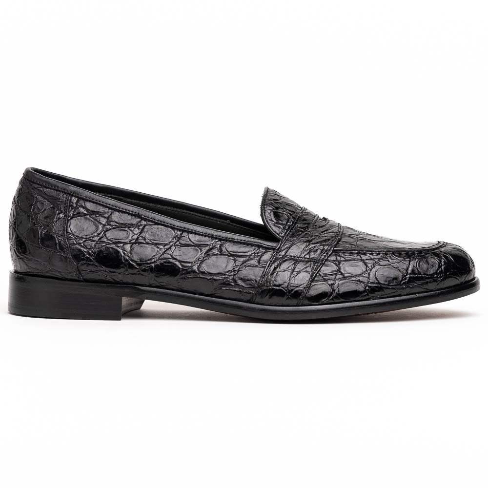 11-119-BKM (BLK) TUSCANY Crocodile Penny Loafer, Black - Zelli Italia - Flyclothing LLC