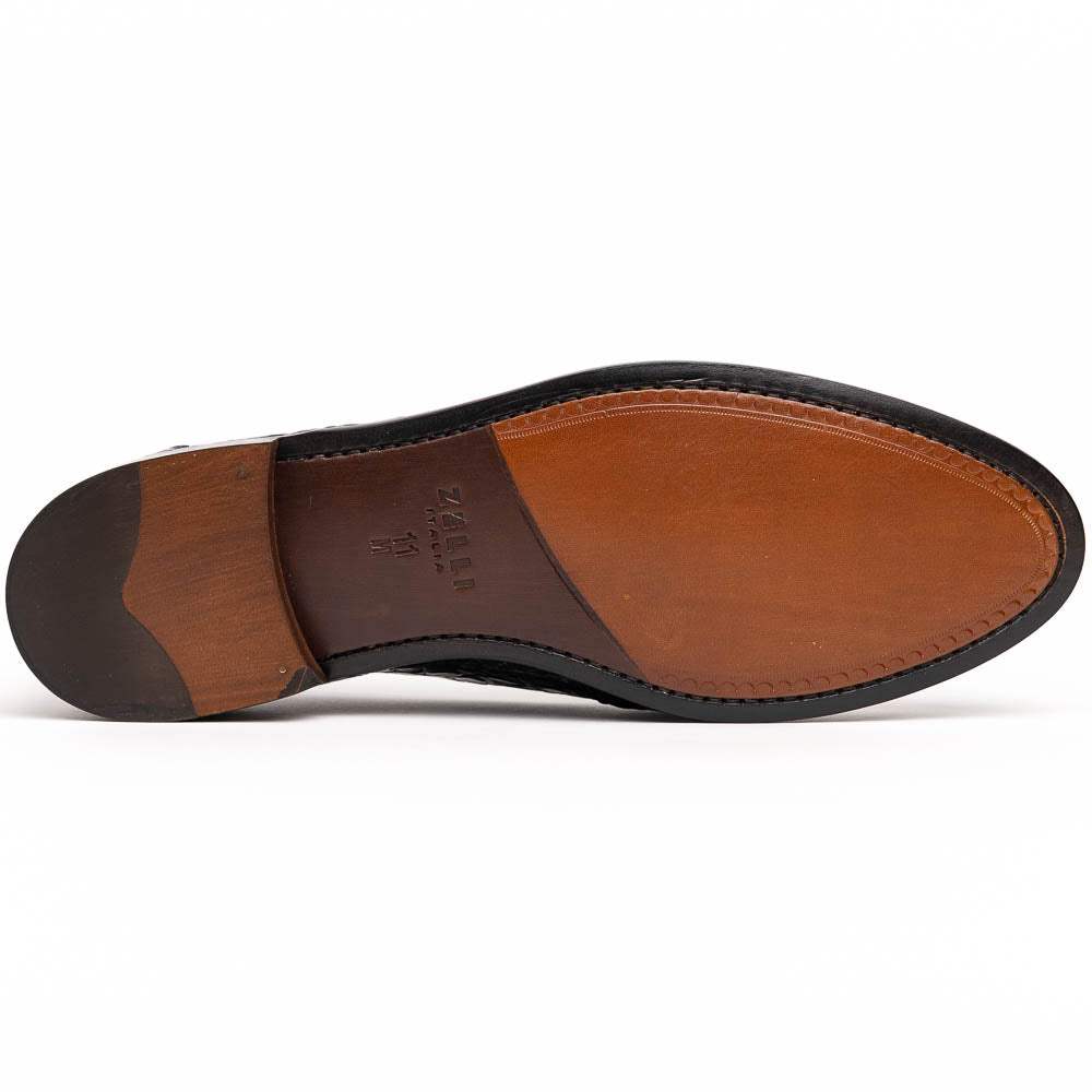 11-119-BKM (BLK) TUSCANY Crocodile Penny Loafer, Black - Zelli Italia - Flyclothing LLC