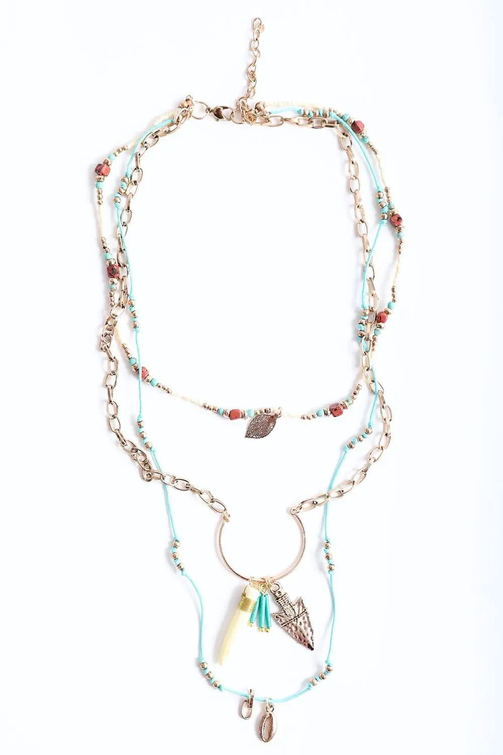 Tusk Horn & Arrow Layered Necklace - Boho Clothing and Accessories - Flyclothing LLC