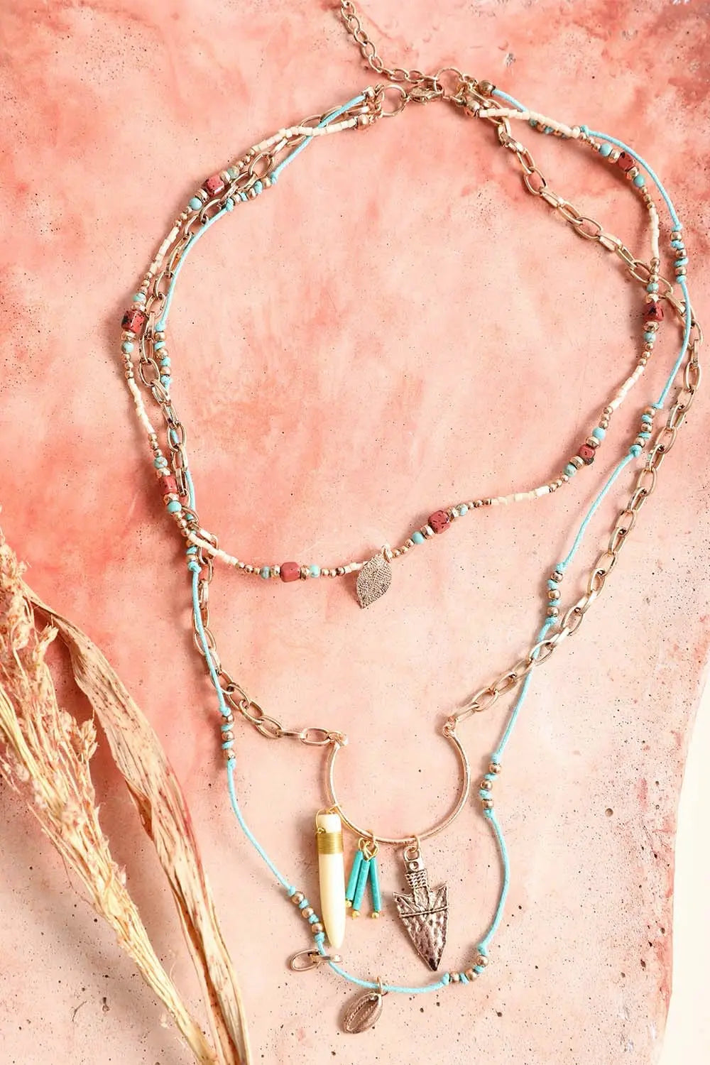 Tusk Horn & Arrow Layered Necklace - Boho Clothing and Accessories - Flyclothing LLC