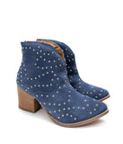 Twilight Studded Heeled Ankle Boot in Denim - Naughty Monkey