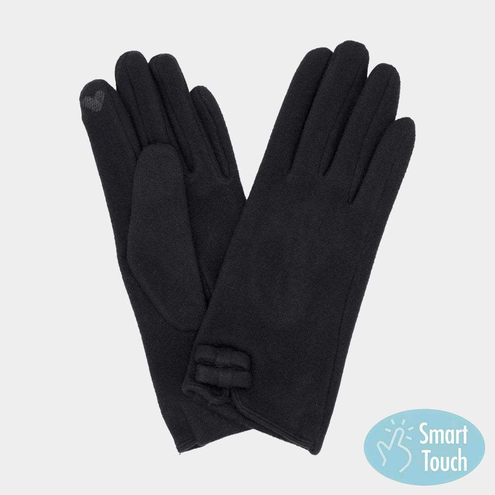 Two Mini Bow Accent Soft Smart Touch Winter Gloves - Madeline Love - Flyclothing LLC