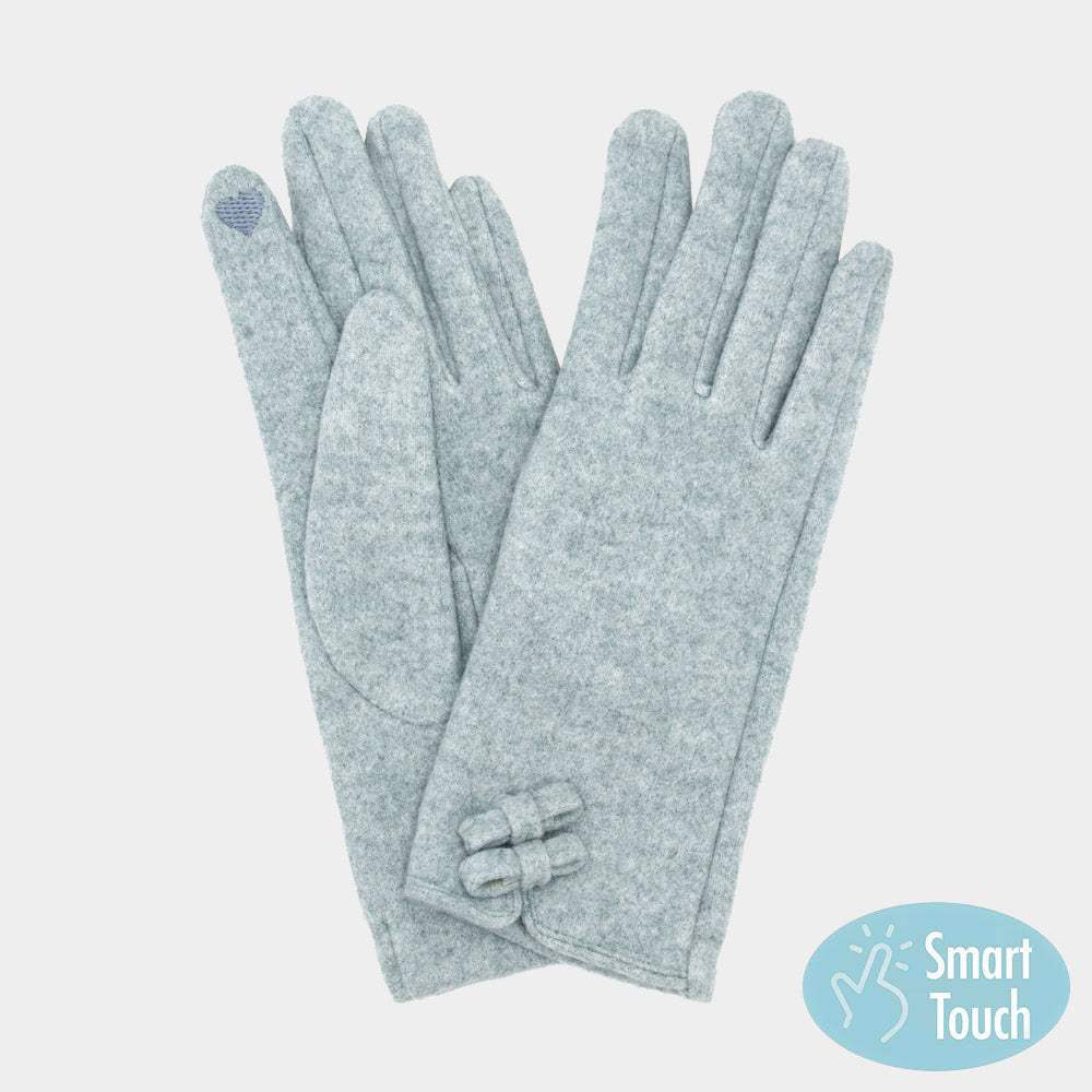 Two Mini Bow Accent Soft Smart Touch Winter Gloves - Madeline Love - Flyclothing LLC