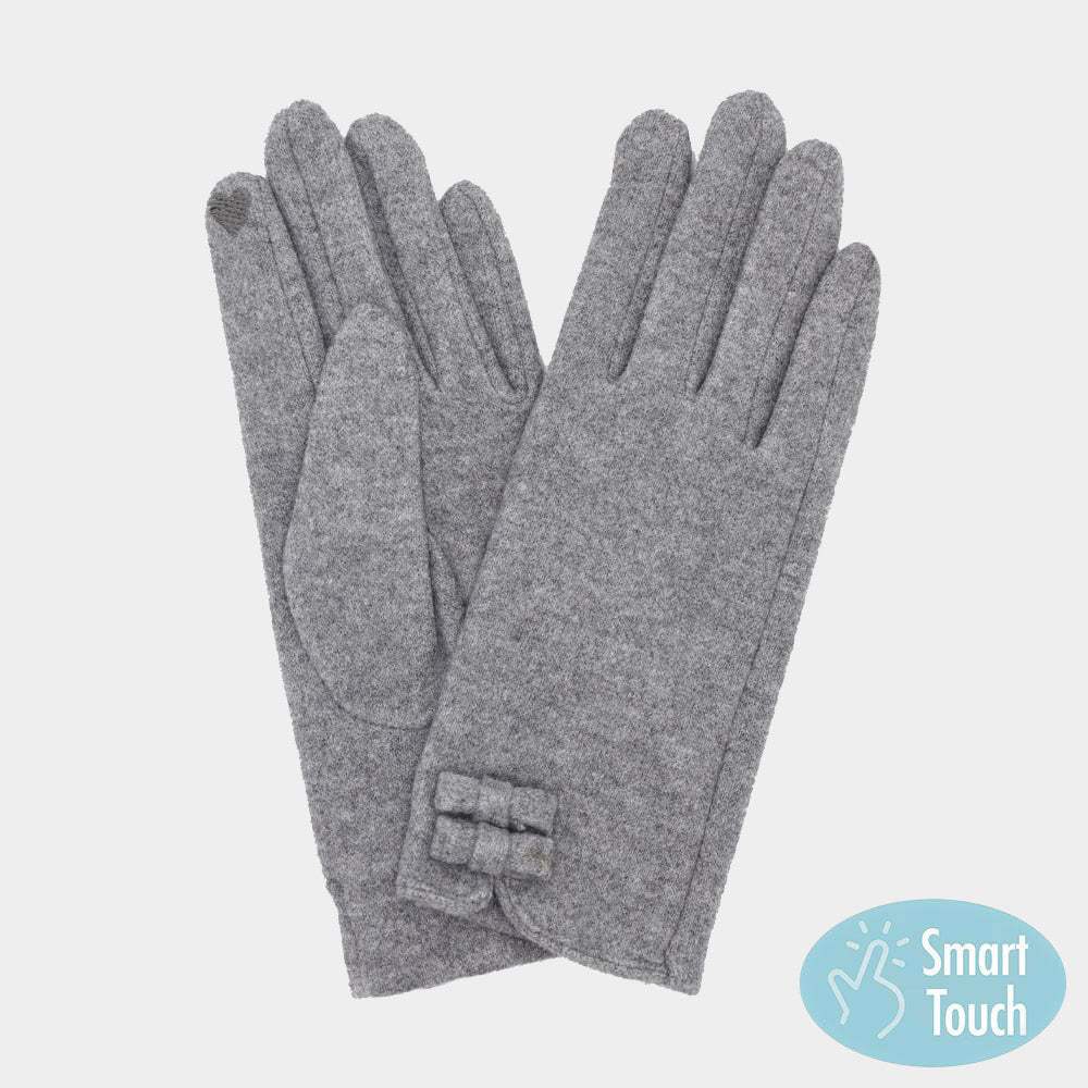 Two Mini Bow Accent Soft Smart Touch Winter Gloves - Madeline Love - Flyclothing LLC