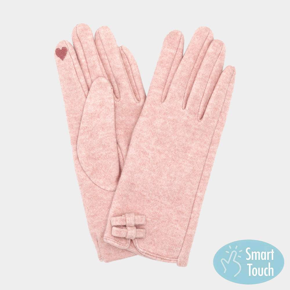Two Mini Bow Accent Soft Smart Touch Winter Gloves - Madeline Love - Flyclothing LLC