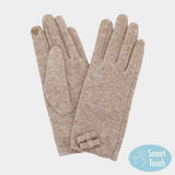 Two Mini Bow Accent Soft Smart Touch Winter Gloves - Madeline Love - Flyclothing LLC