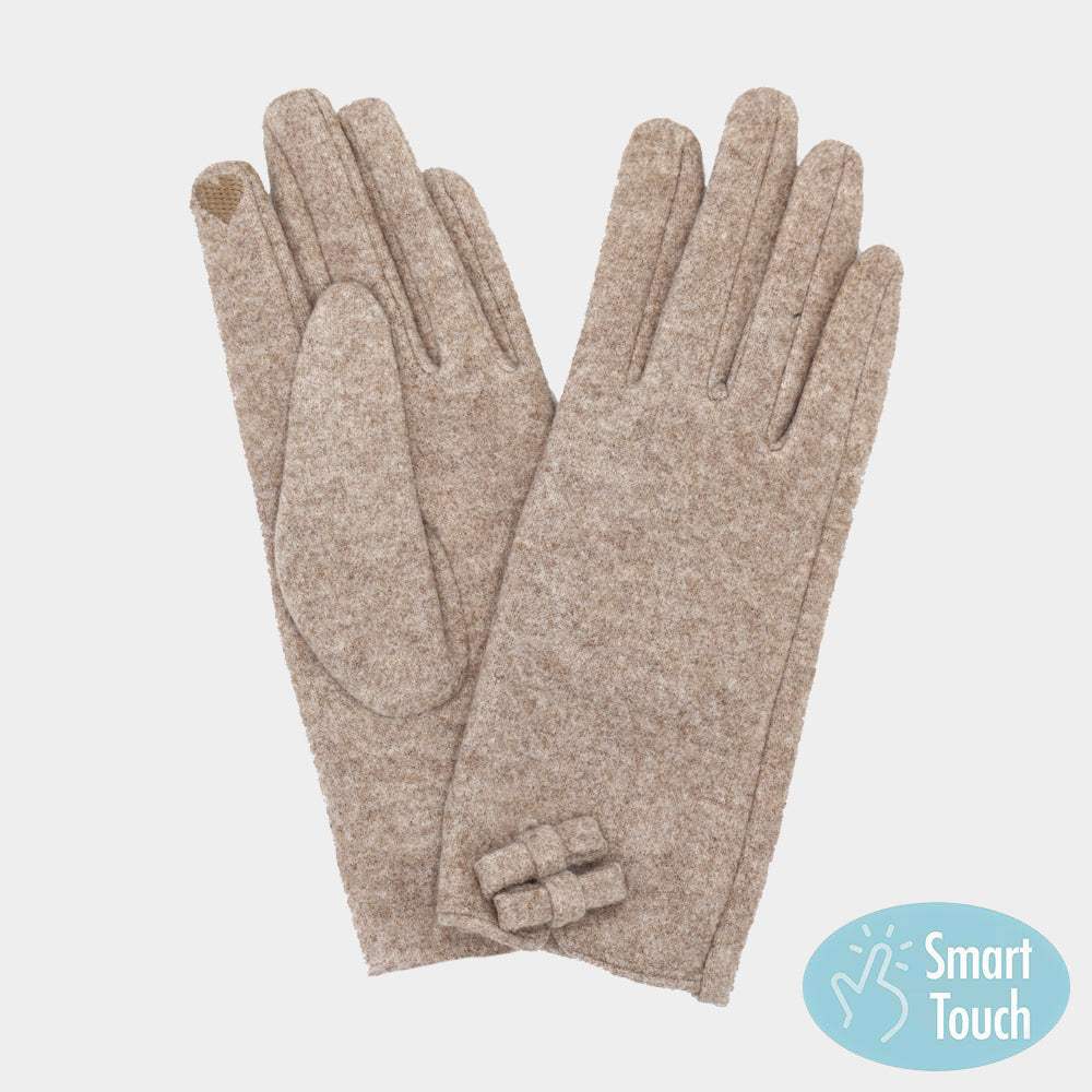 Two Mini Bow Accent Soft Smart Touch Winter Gloves - Madeline Love - Flyclothing LLC