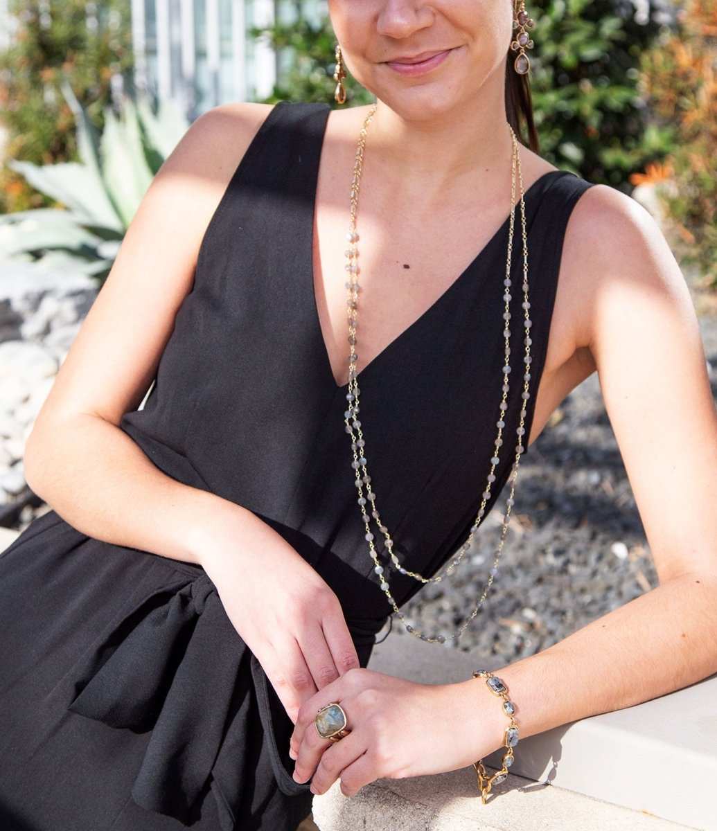 Two Row Labradorite Necklace - Barse Jewelry - Flyclothing LLC