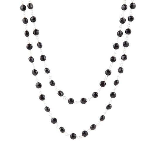 Two Row Onyx and Sterling Silver Necklace - Barse Jewelry - Flyclothing LLC