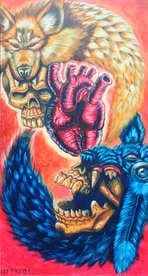 Black Market Art Company Two Wolves Print
