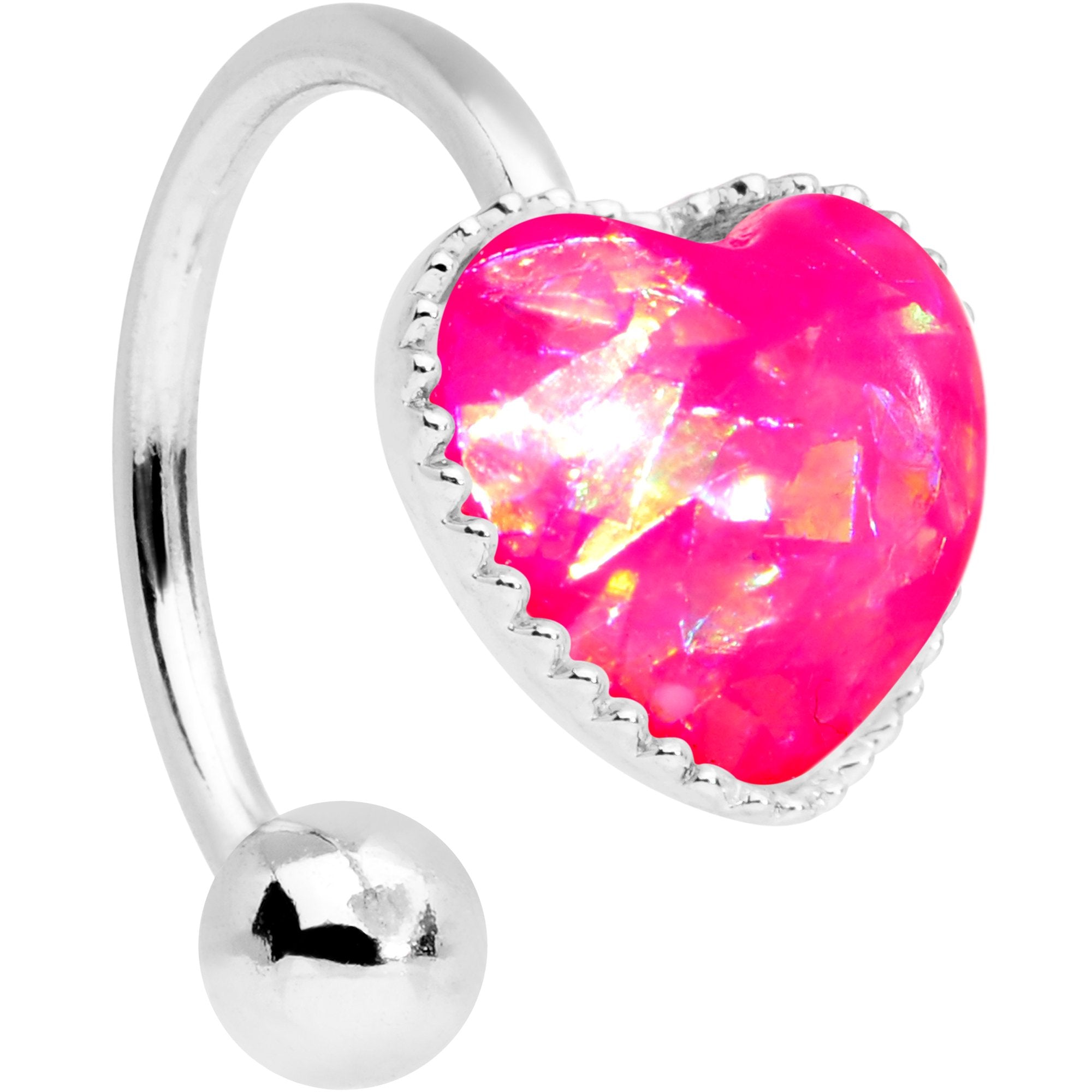Pink Faux Opal Sacred Heart Non Pierced Ear Cuff - BodyCandy - Flyclothing LLC