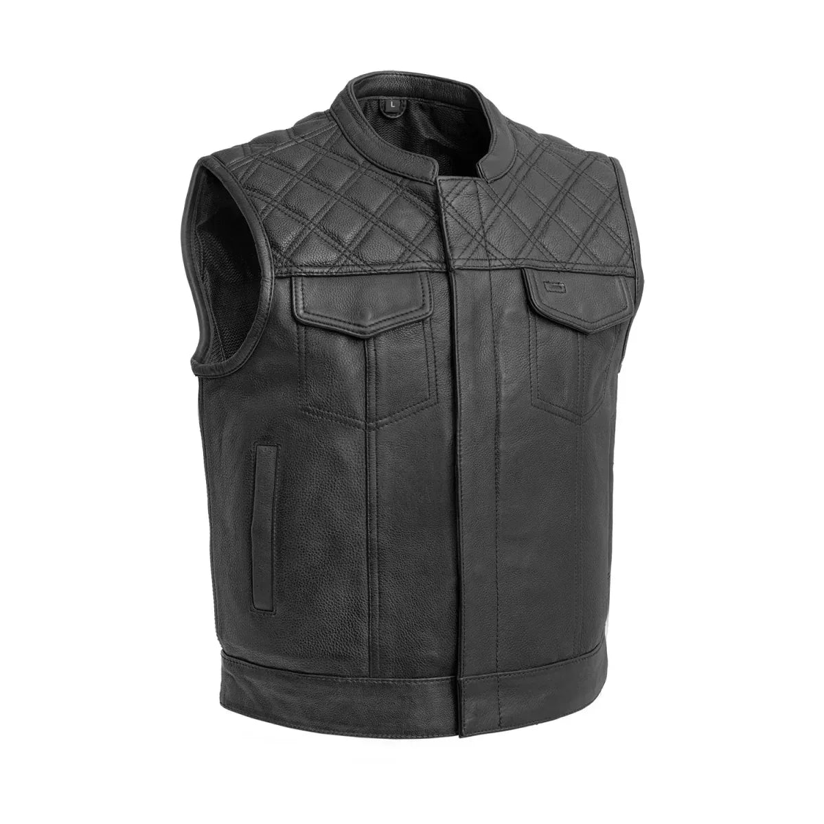 Upside Men's Club Style Leather Vest - First Manufacturing Company - Flyclothing LLC