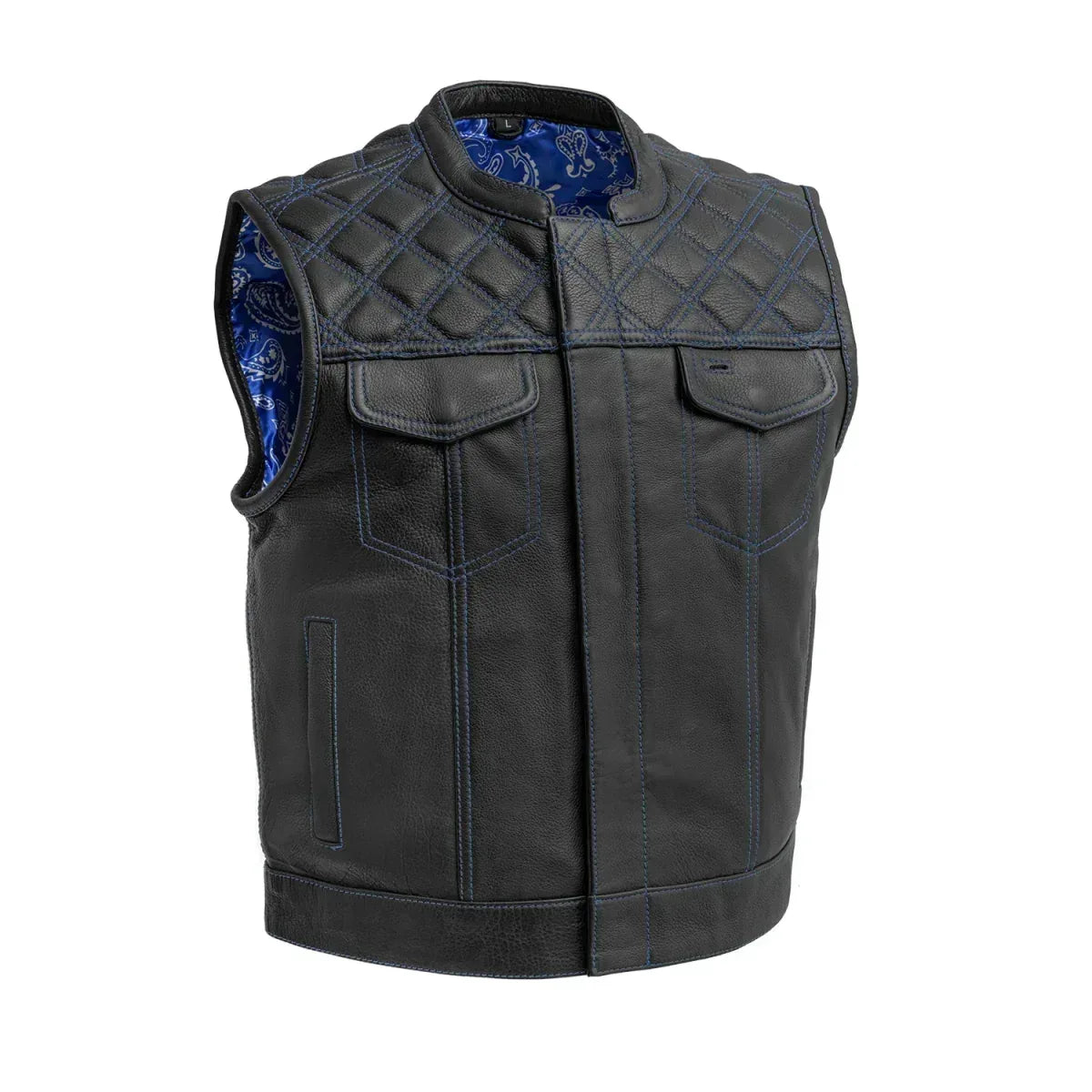 Upside Men's Club Style Leather Vest - First Manufacturing Company - Flyclothing LLC