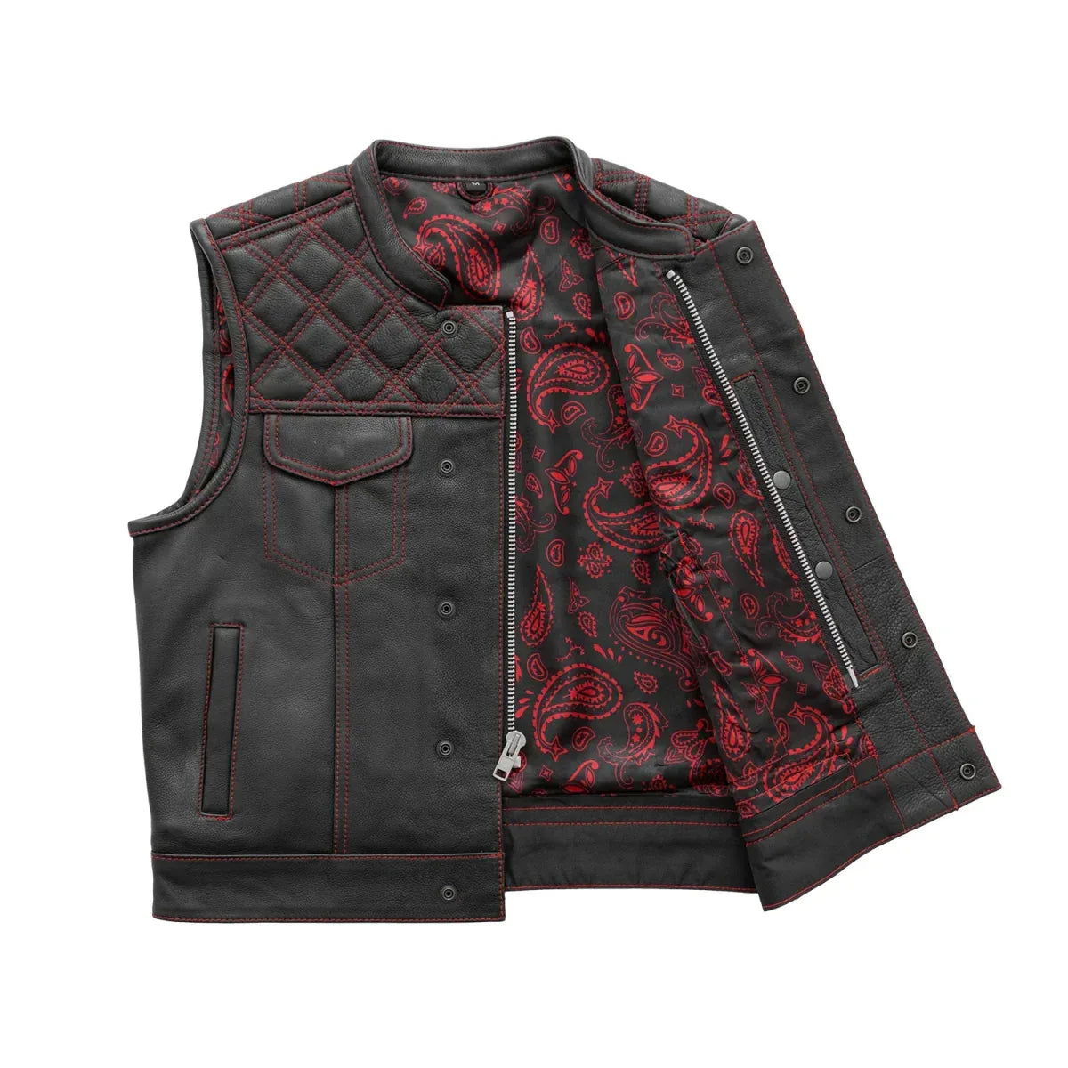 Upside Men's Club Style Leather Vest - First Manufacturing Company - Flyclothing LLC