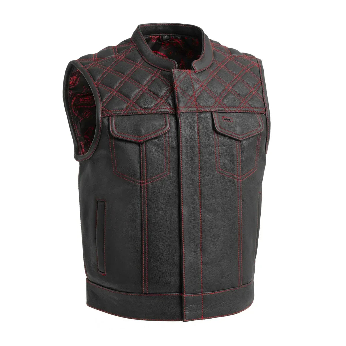 Upside Men's Club Style Leather Vest - First Manufacturing Company - Flyclothing LLC