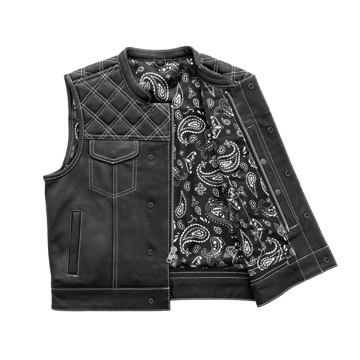 Upside Men's Club Style Leather Vest - First Manufacturing Company - Flyclothing LLC