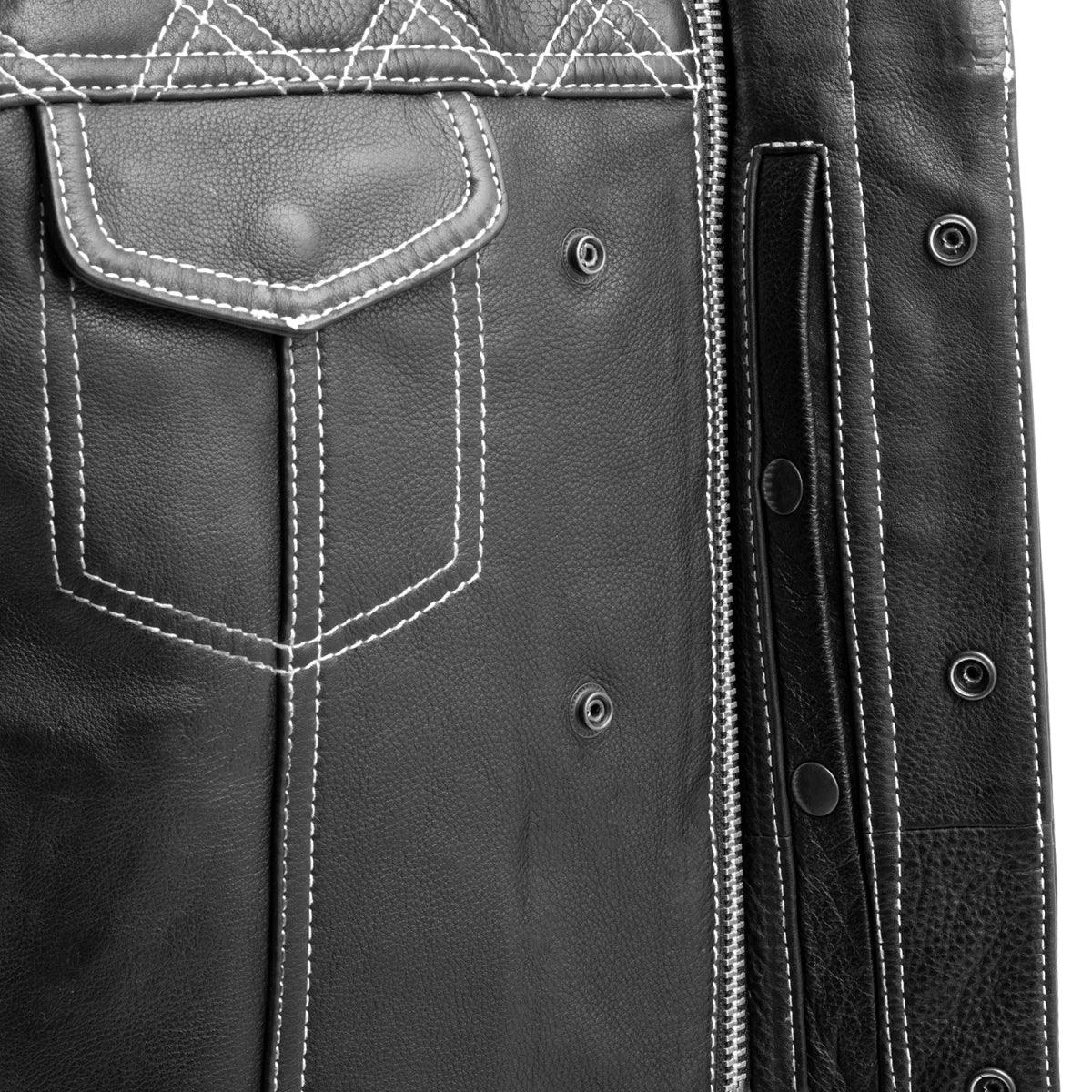 Upside Men's Club Style Leather Vest - First Manufacturing Company - Flyclothing LLC
