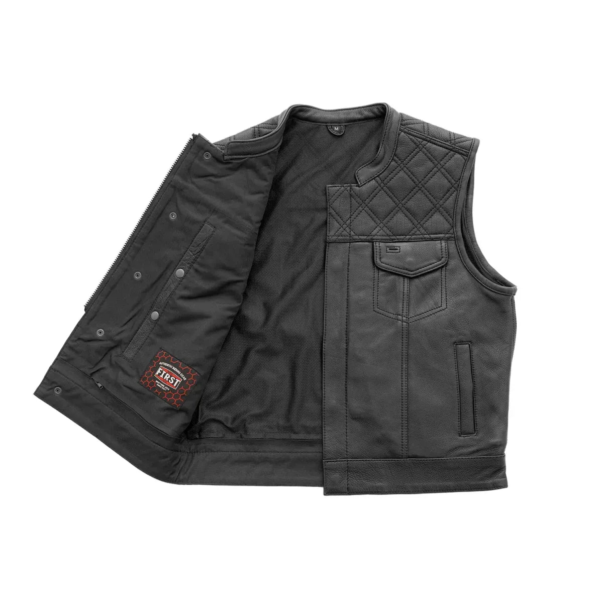 Upside Men's Club Style Leather Vest - First Manufacturing Company - Flyclothing LLC