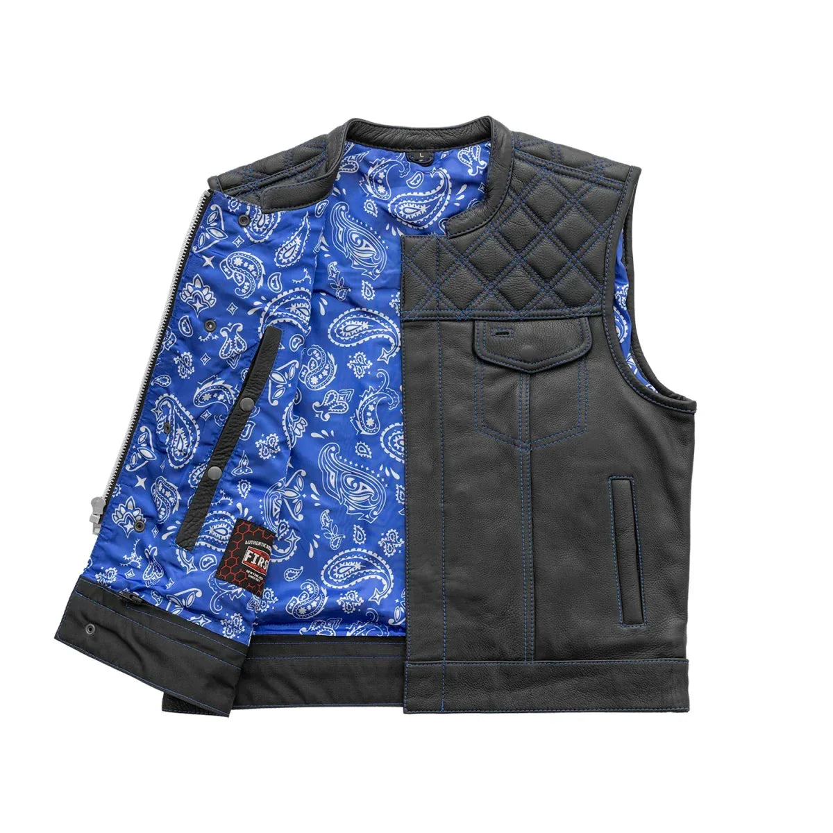 Upside Men's Club Style Leather Vest - First Manufacturing Company - Flyclothing LLC