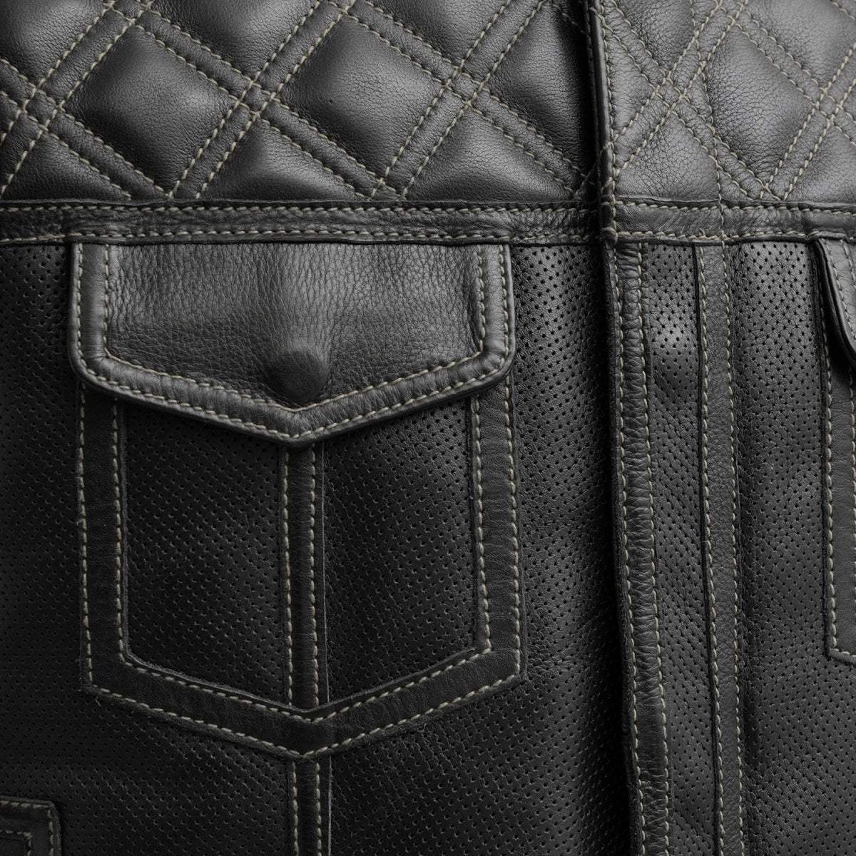 Upside Perforated Men's Club Style Leather Vest - First Manufacturing Company - Flyclothing LLC