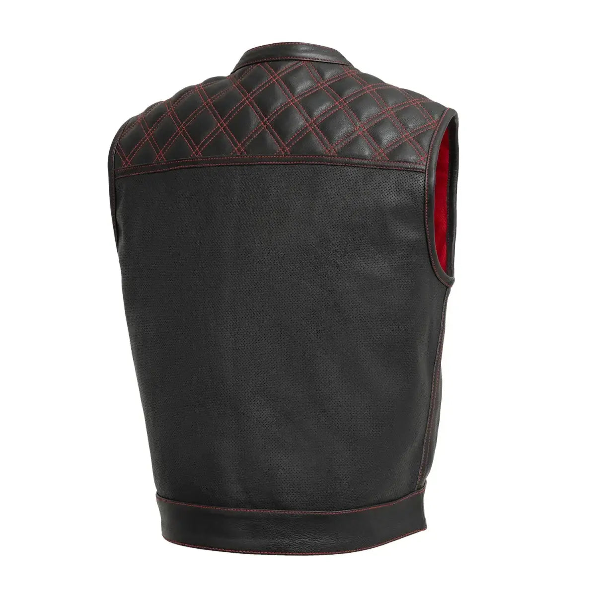 Upside Perforated Men's Club Style Leather Vest - First Manufacturing Company - Flyclothing LLC