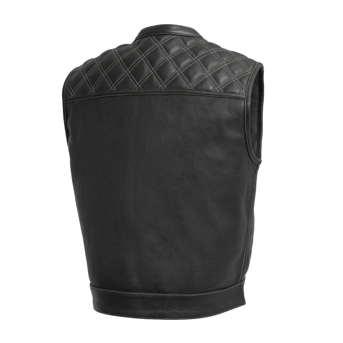 Upside Perforated Men's Club Style Leather Vest - First Manufacturing Company - Flyclothing LLC