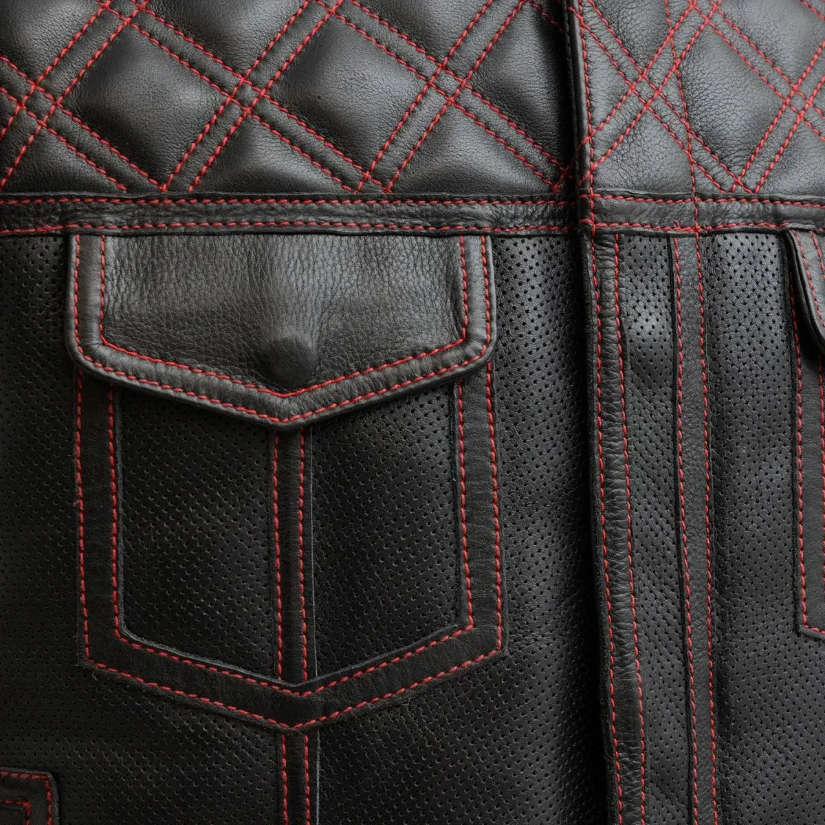 Upside Perforated Men's Club Style Leather Vest - First Manufacturing Company - Flyclothing LLC