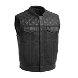 Upside Perforated Men's Club Style Leather Vest - First Manufacturing Company - Flyclothing LLC