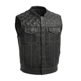 Upside Perforated Men's Club Style Leather Vest - First Manufacturing Company - Flyclothing LLC