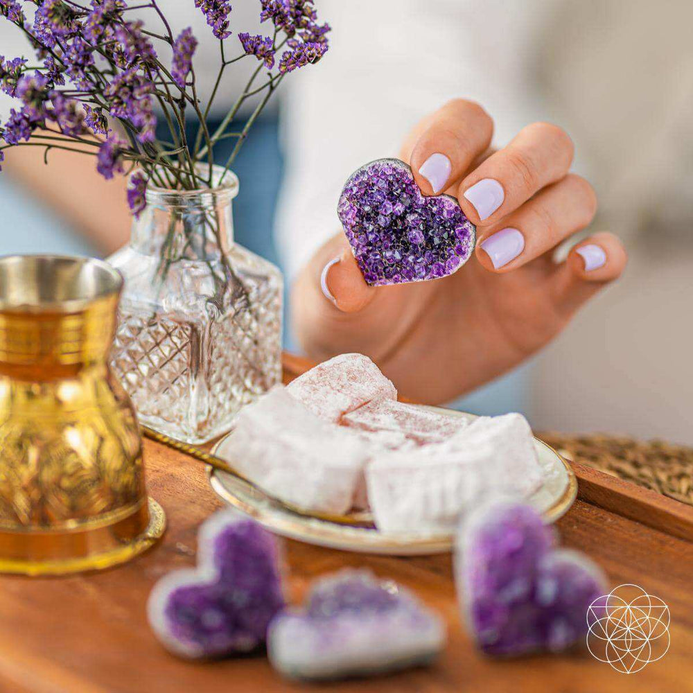 Uruguayan Amethyst Love Heart Cluster - AAA Premium Quality - Conscious Items - Flyclothing LLC