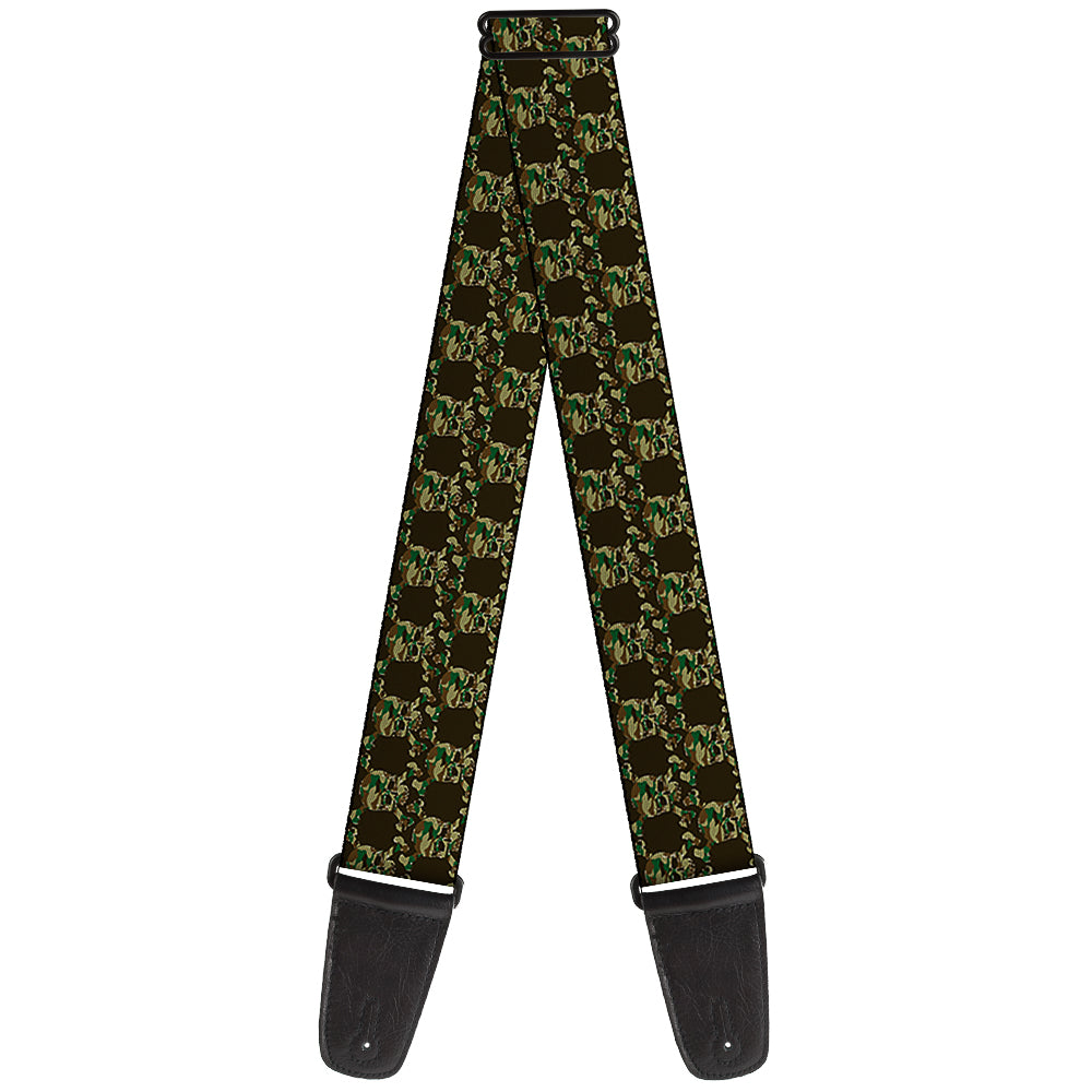 Guitar Strap - Top Skulls Black Camo Olive - Buckle-Down - Flyclothing LLC