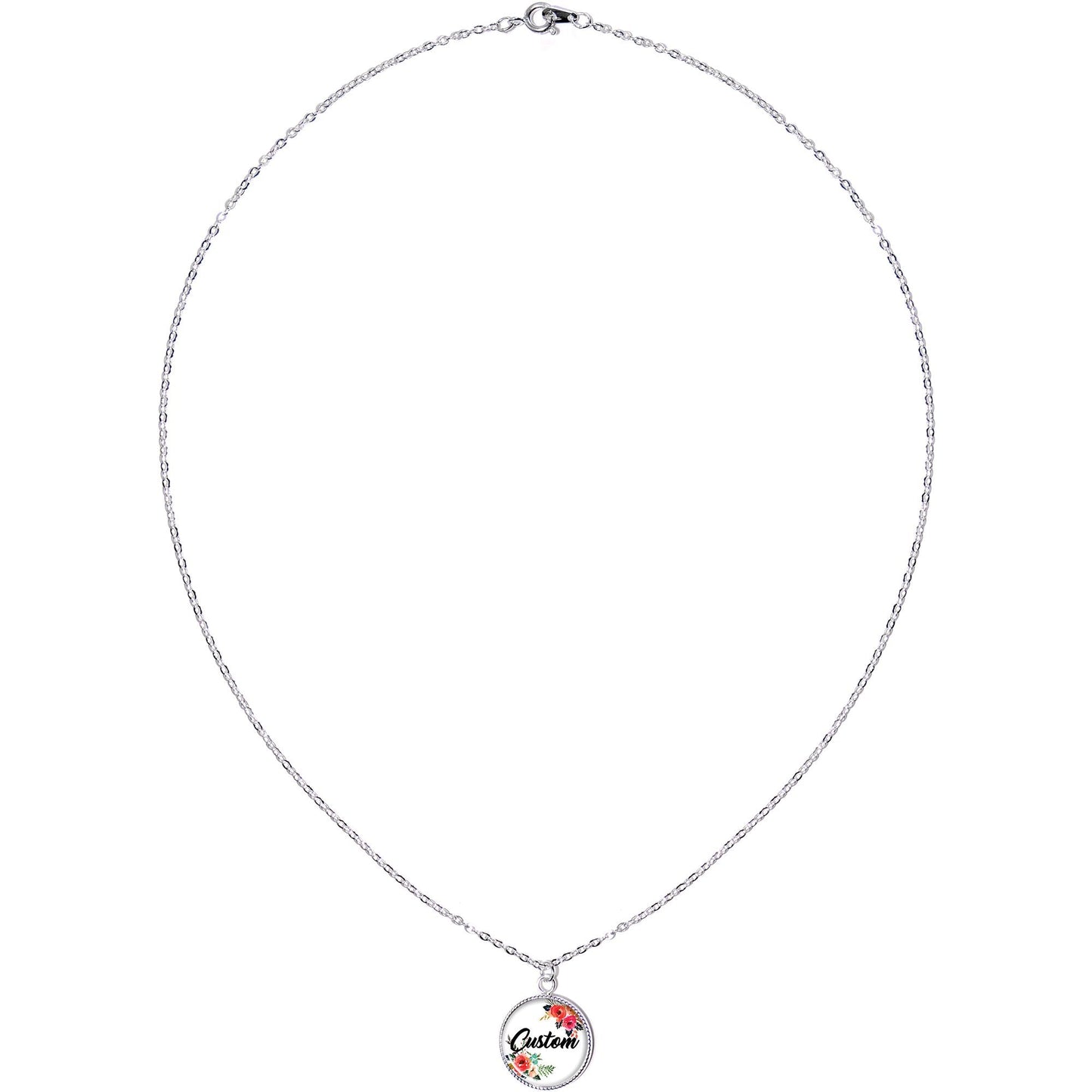 Custom Floral Personalized Name Silver Plated Chain Necklace - BodyCandy - Flyclothing LLC