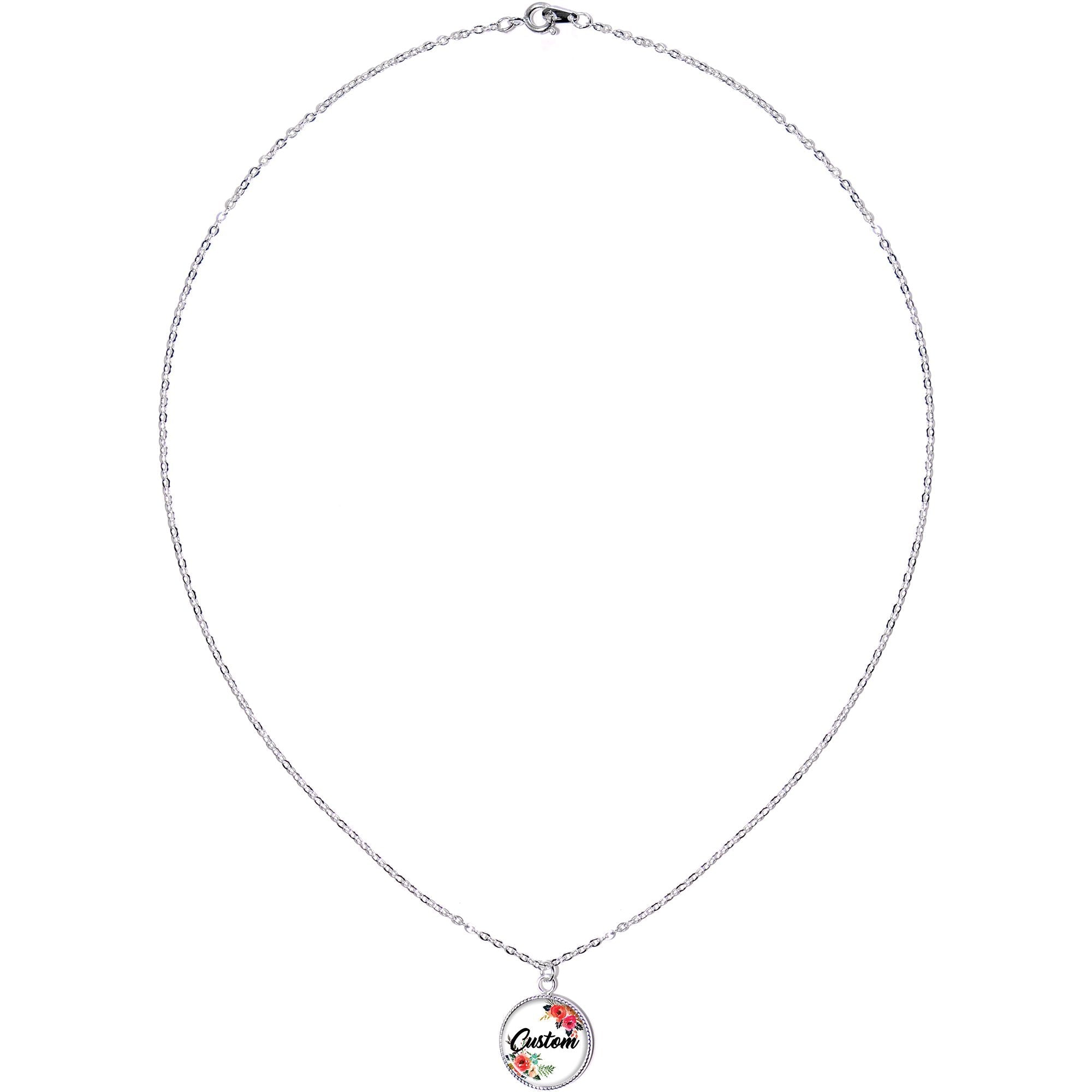 Custom Floral Personalized Name Silver Plated Chain Necklace - BodyCandy - Flyclothing LLC