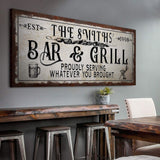 Personalized Bar and Grill Sign - Tailored Canvases - Flyclothing LLC