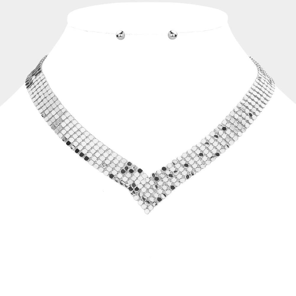 V Shaped Metal Chain Necklace - Madeline Love - Flyclothing LLC
