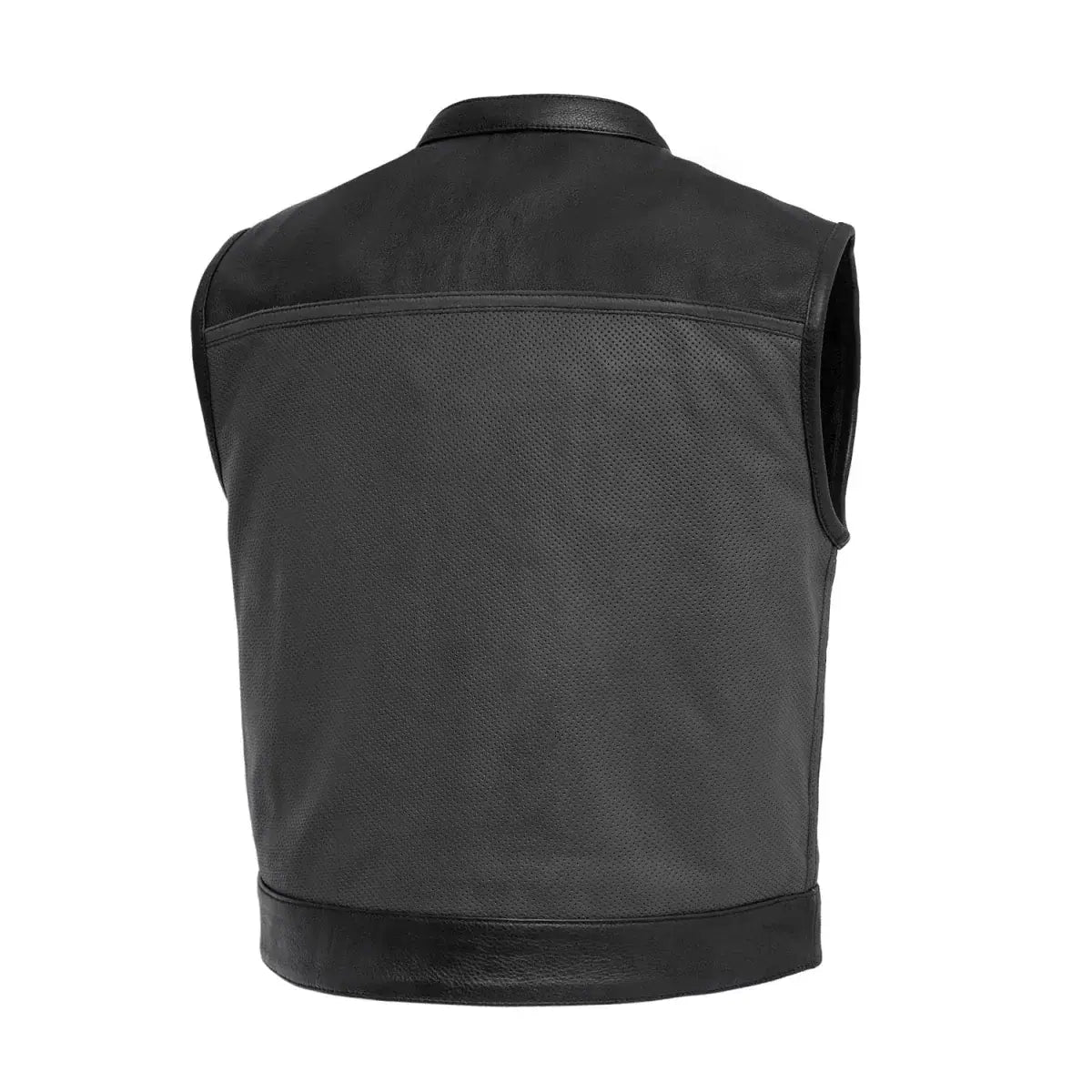 V-Twin Visionary Battleship Perforated Leather Vest - First Manufacturing Company - Flyclothing LLC