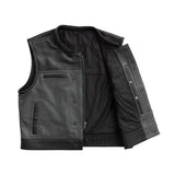 V-Twin Visionary Battleship Perforated Leather Vest - First Manufacturing Company - Flyclothing LLC