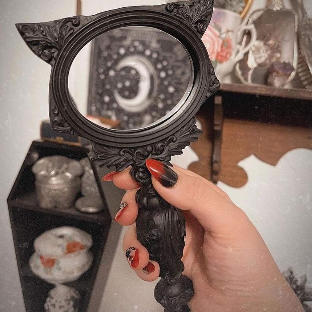 Sacred Cat Hand Mirror - Black - Alchemy of England - Flyclothing LLC