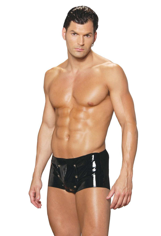 Elegant Moments Black Mens Vinyl Shorts W/Break Away V9209 - Elegant Moments - Flyclothing LLC