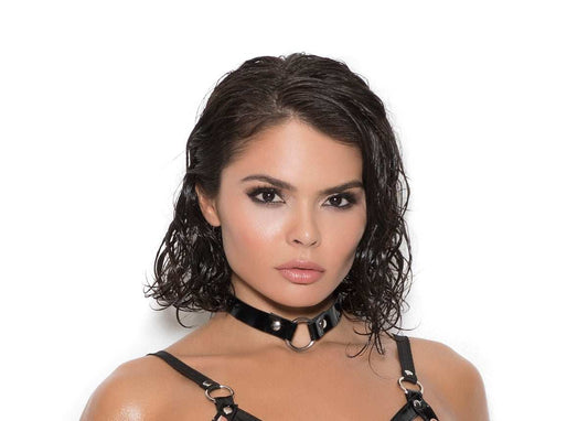 Elegant Moments Black Vinyl Choker With O Ring V9813 - Elegant Moments - Flyclothing LLC