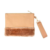 Vegan Faux Fur Trim Clutch Wristlet Bag Evening Bag - Madeline Love - Flyclothing LLC