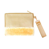 Vegan Faux Fur Trim Clutch Wristlet Bag Evening Bag - Madeline Love - Flyclothing LLC