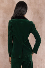 The Elegant Evergreen | Green Velvet Womens Velvet Blazer - Shinesty - Flyclothing LLC